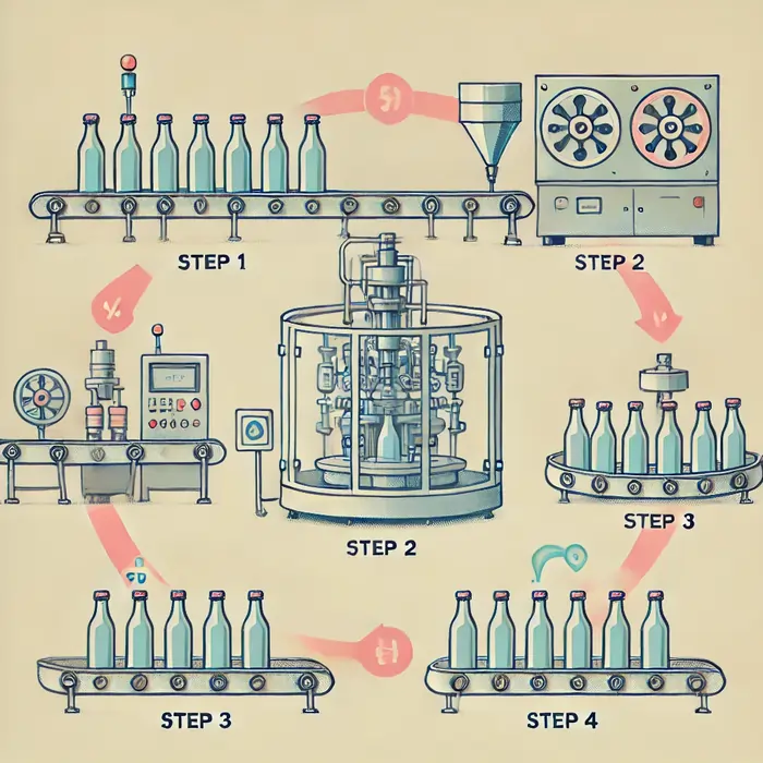 مراحل عملکرد دستگاه پرکن مایعات روتاری