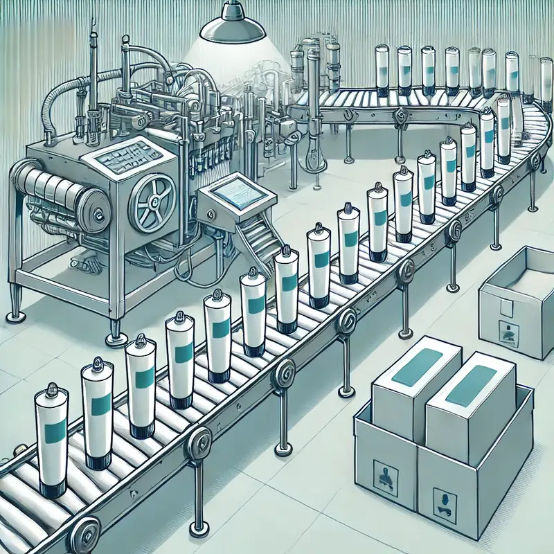 فرآیند پر کردن تیوپها و بستهبندی