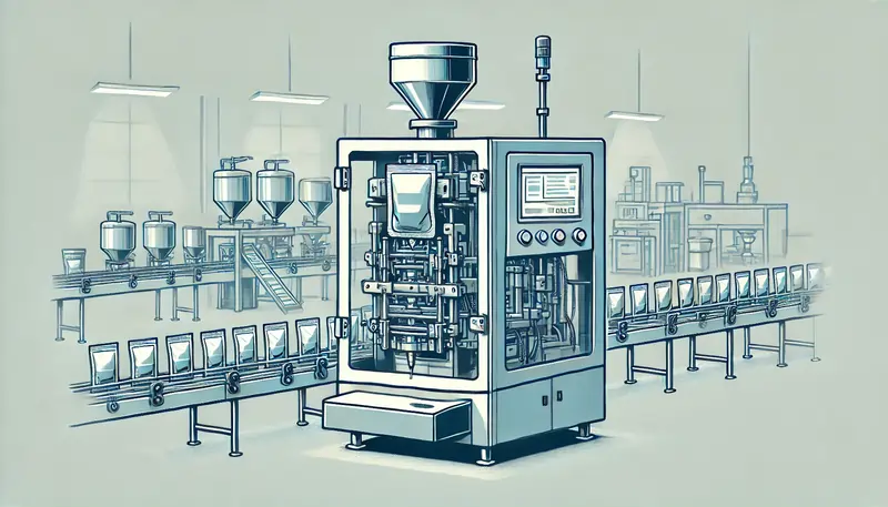 دستگاه پرکن ساشه مایعات در یک محیط صنعتی، که در حال پر کردن ساشههای کوچک با مایعات مختلف مانند نوشیدنیها، شربتها و محصولات آرایشی است. دستگاه با طراحی جمعوجور و اتوماتیک برای پر کردن دقیق ساشهها در یک خط تولید کوچک و کارآمد طراحی شده است