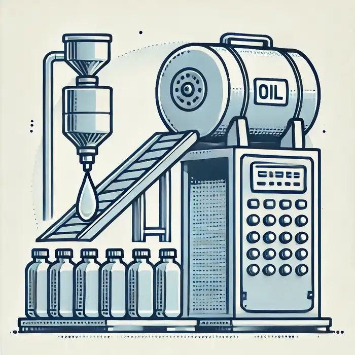 نمایی از دستگاه پرکن ثقلی که مایع از طریق نیروی جاذبه به ظرف منتقل میشود.